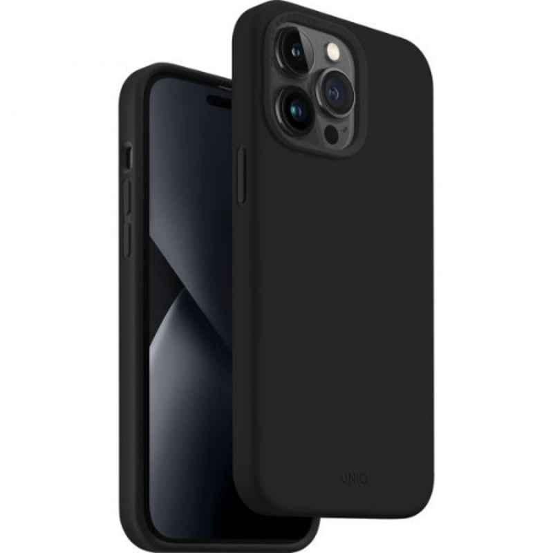 Uniq Hybrid Lino Silicone Midnight Black Case for iPhone 14 Pro Max