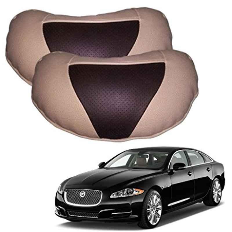 Kozdiko 2 Pcs Brown & Beige Neck Rest Set for Jaguar XJ-Type, koz_38887