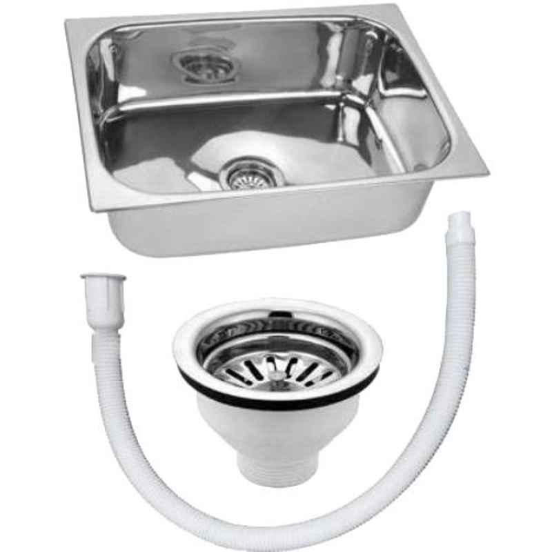 Crocodile 24x18x9 inch Hi Gloss Finish Single Bowl Stainless Steel Kitchen Sink