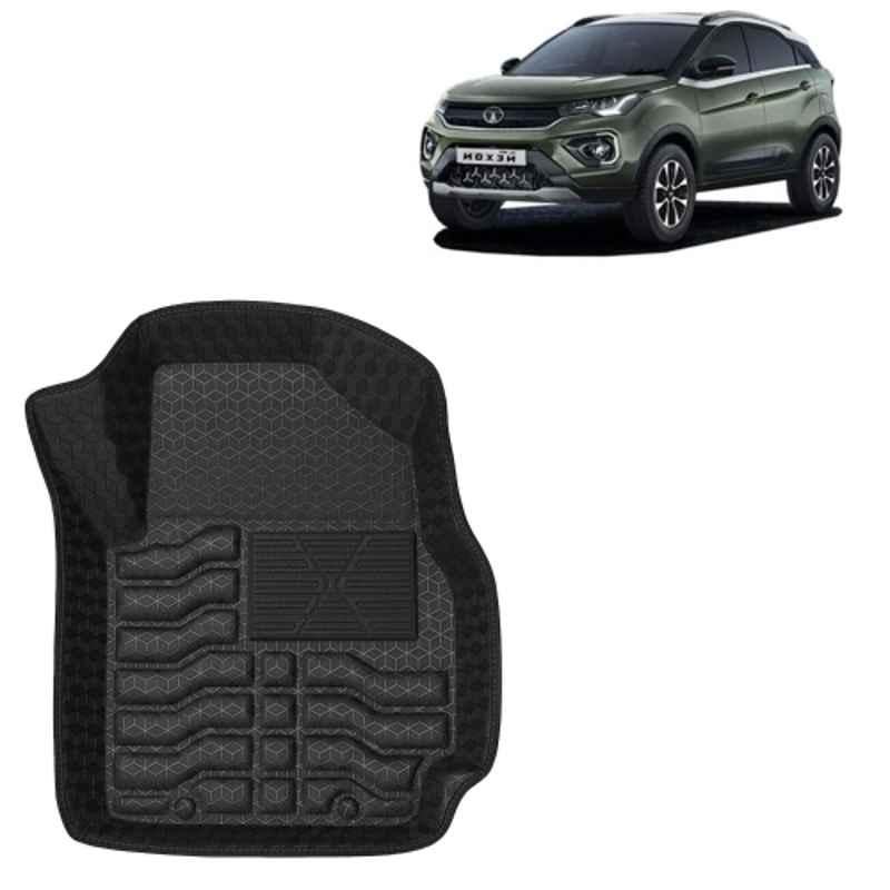 Kingsway 3 Pcs Premium 4.5D 100% Waterproof Tray Shape PVC Black Car Floor Mat Set for Tata Nexon Automatic 2020 to 2023 All Model