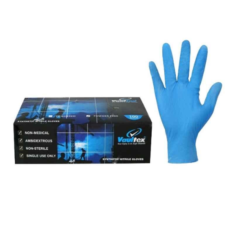 Vaultex Synthetic Nitrile Powder Free Disposable Gloves, KMT, Size: M (Pack of 100)