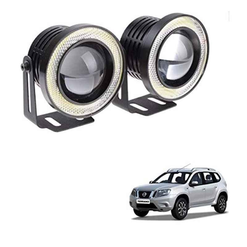 Kozdiko 2 Pcs 15W 3.5 inch High Power White LED Projector COB Fog Light Set with White Angel Eye Ring for Nissan Terrano, koz_89166