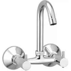 Senkiddpro Turbo Brass Chrome Finish Wall Mounted Hot & Cold Sink Mixer with 360 Deg Adjustable Spout