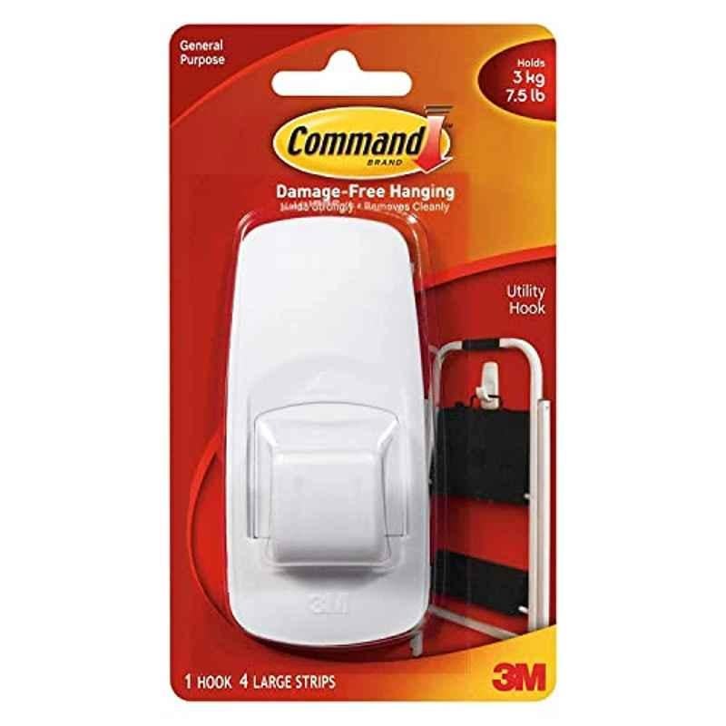 Command Metal White Jumbo 1 Hook with 4 Strips, 17004