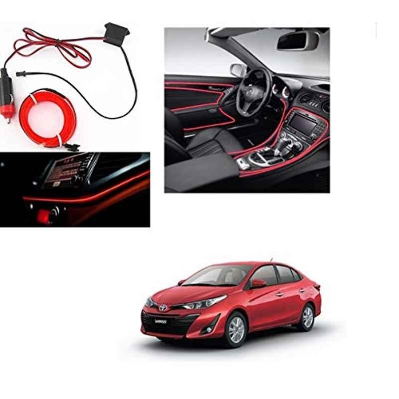 Kozdiko 12V 5m Red Car Interior Decor Neon Strip Light for Toyota Yaris, Koz-89978