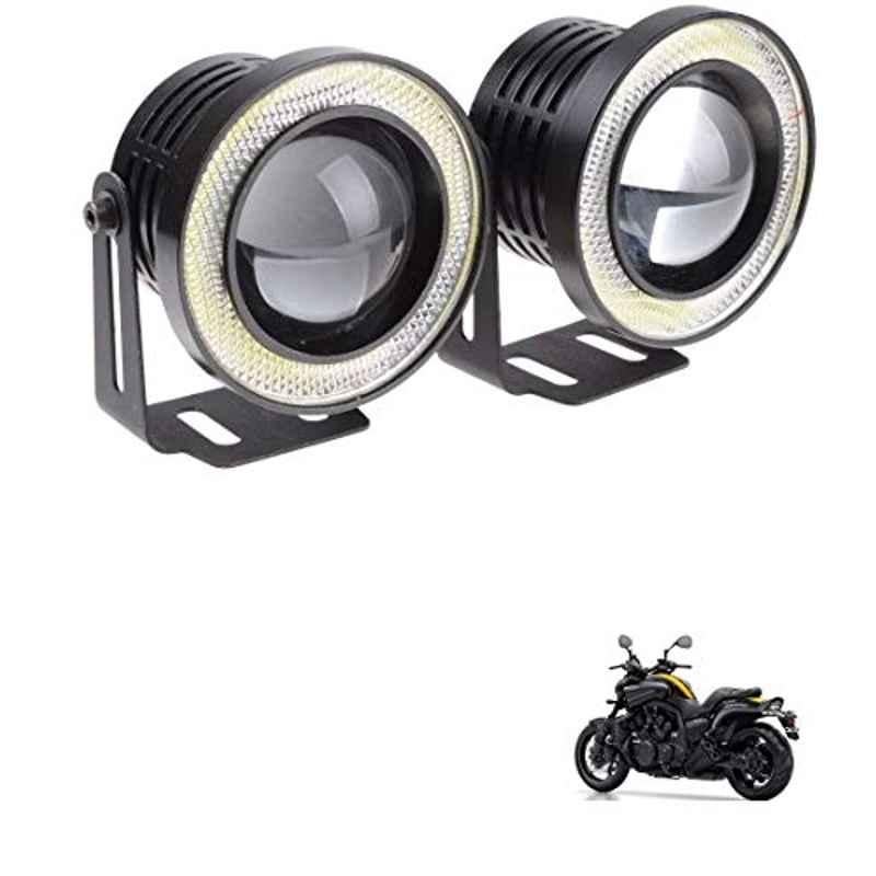 Kozdiko 2 Pcs 15W 3.5 inch High Power White LED Projector COB Fog Light Set with White Angel Eye Ring for Yamaha VMAX, koz_88315