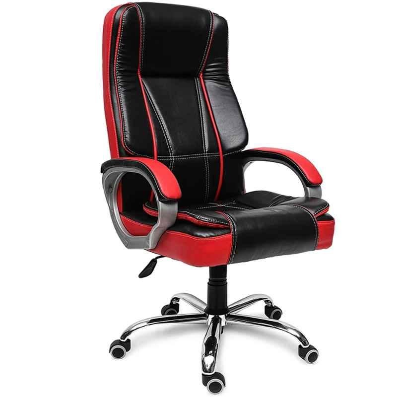 Chair Garage PU Leatherette Black & Red Adjustable Height Office Chair with Back Support, CG153 (Pack of 2)
