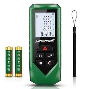 Tomahawk 60m Plastic Green Laser Distance Meter with Backlit LCD, Area, Volume, Pythagoras Measurement & Battery Included, TGR 060