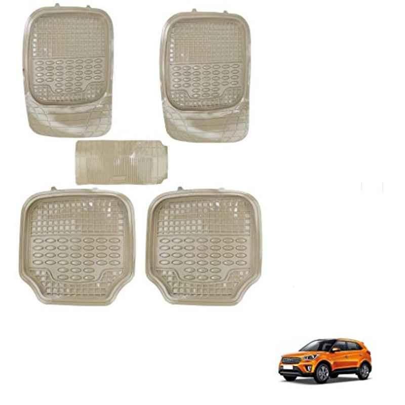 Kozdiko 5 Pcs 4G Beige Rubber & PVC Heavy Car Foot Mat Set for Hyundai Creta, koz_80953