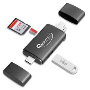 Quantum QHM6570 Plastic Black OTG Card Reader & Hub with Type-C, USB & Micro USB Ports