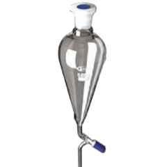 Glassco 50ml Boro 3.3 Glass Squibb Shape Separating Funnel with Needle Valve Stopcock, 148.202.02