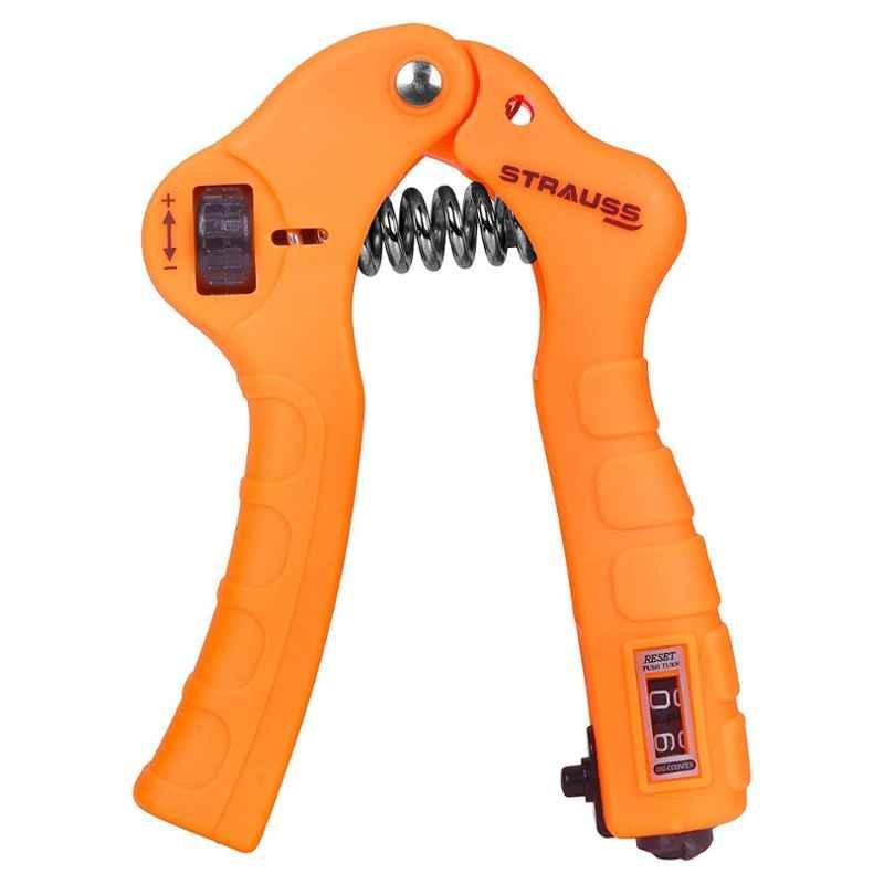 Strauss Orange Plastic & Rubber Adjustable Hand Grip Strengthener with  Counter, ST-1503