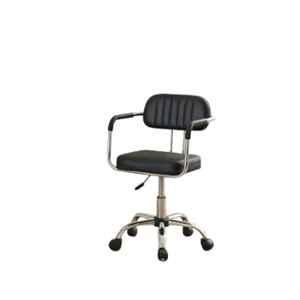 Newturn Swift Synthetic Leather Black Office Chair with Fully Metal Frame
