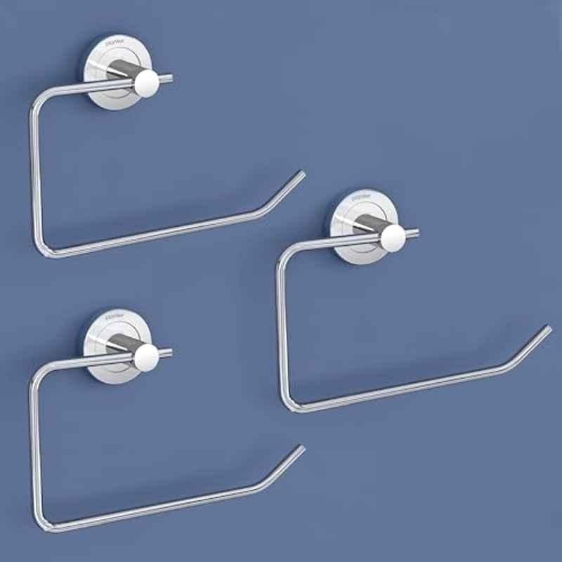 Plantex Stainless Steel Towel Ring for Bathroom/Wash Basin/Napkin-Towel Hanger/Bathroom Accessories Chrome-Half Square (Pack of 3)