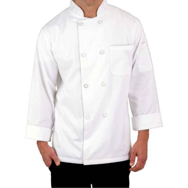 Superb Uniforms Polyester & Cotton White Long Sleeves Basic Fit Chef Coat for Men, SUW/W/CC013, Size: 3XL