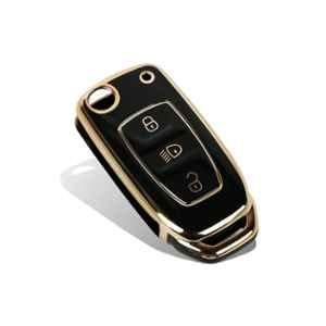 Flymaster Thermoplastic Polyurethane Black TPU Car Key Cover, BLACK-TPURKE-6