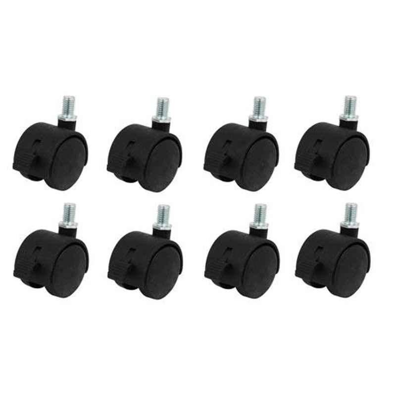 Nixnine Standard Office Revolving Chair Replacement Wheels with Lock, LK_BLK_8PS (Pack of 8)