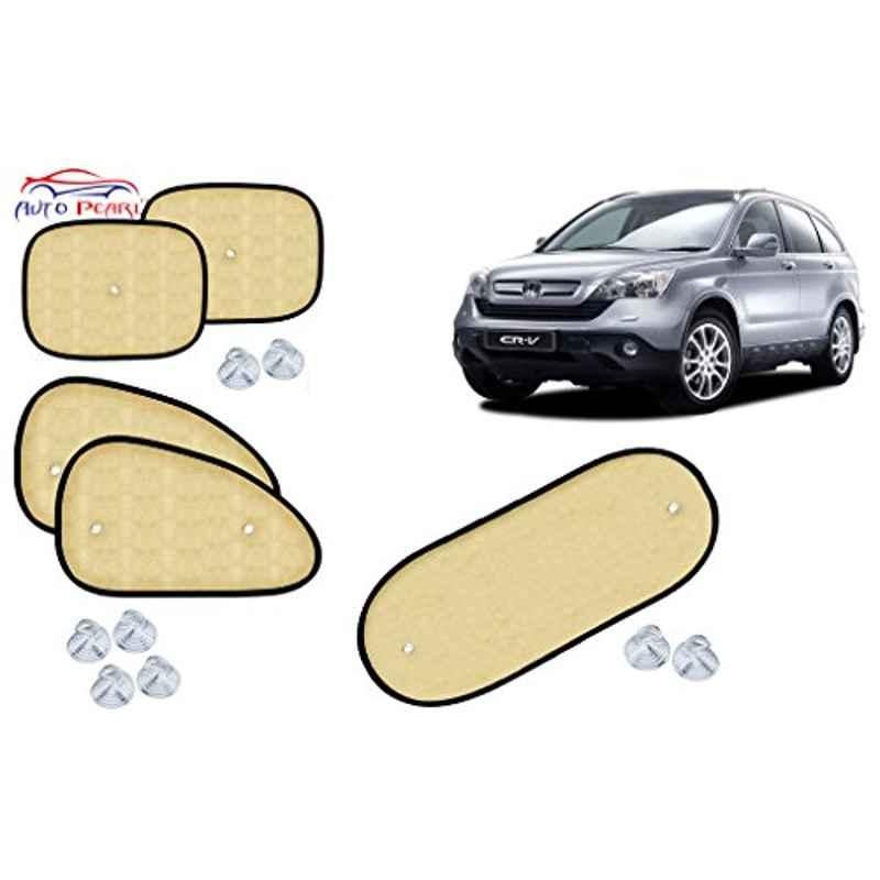 Auto Pearl 5 Pcs PVC & Mesh Beige Window & Rear Sun Shade Set for Honda CR-V