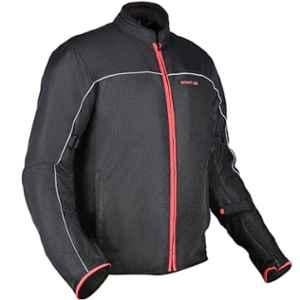 AllExtreme AVIANT Mesh Fabric Black & Red Air Bike Riding Jacket with Armour Protector Elbows & Shoulders, Size: 2XL