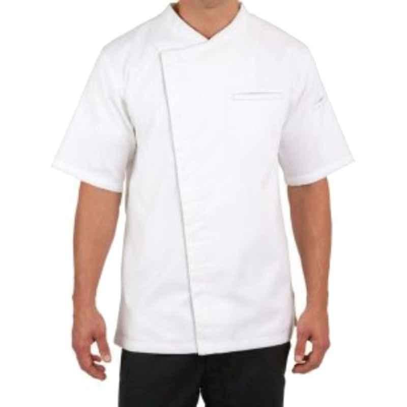 Superb Uniforms Polyester & Cotton White Short Sleeves Traditional Fit Chef Coat, SUW/W/CC017, Size: 2XL