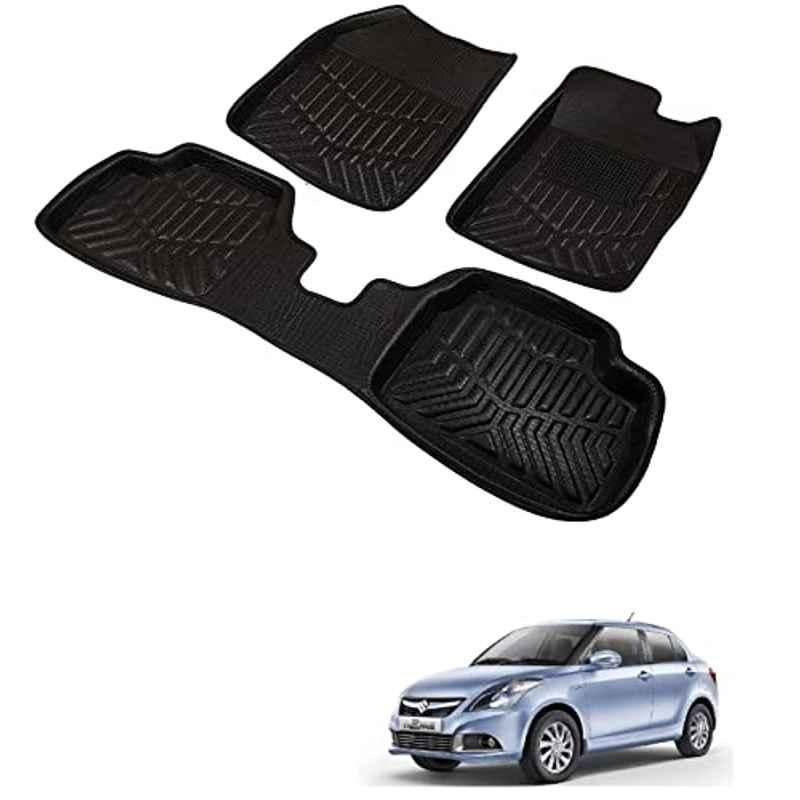 Kozdiko 3D Black Car Foot Mat Set for Maruti Suzuki Dzire Type-2 2011-2016, dshbdhb51
