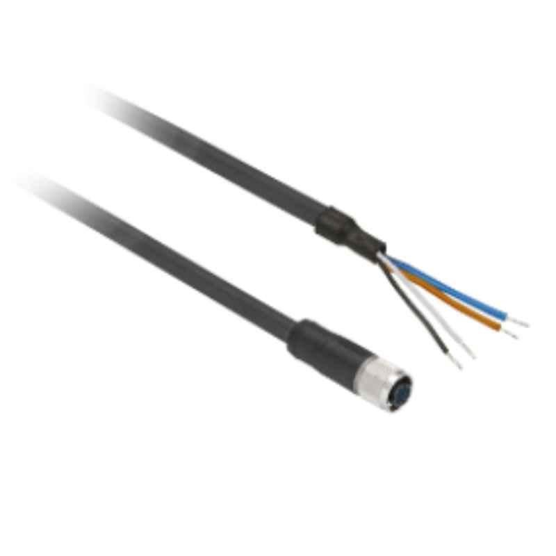 Schneider 2m M12 4 Pins Female Cable Straight Pre Wired Connector, XZCP1169L2