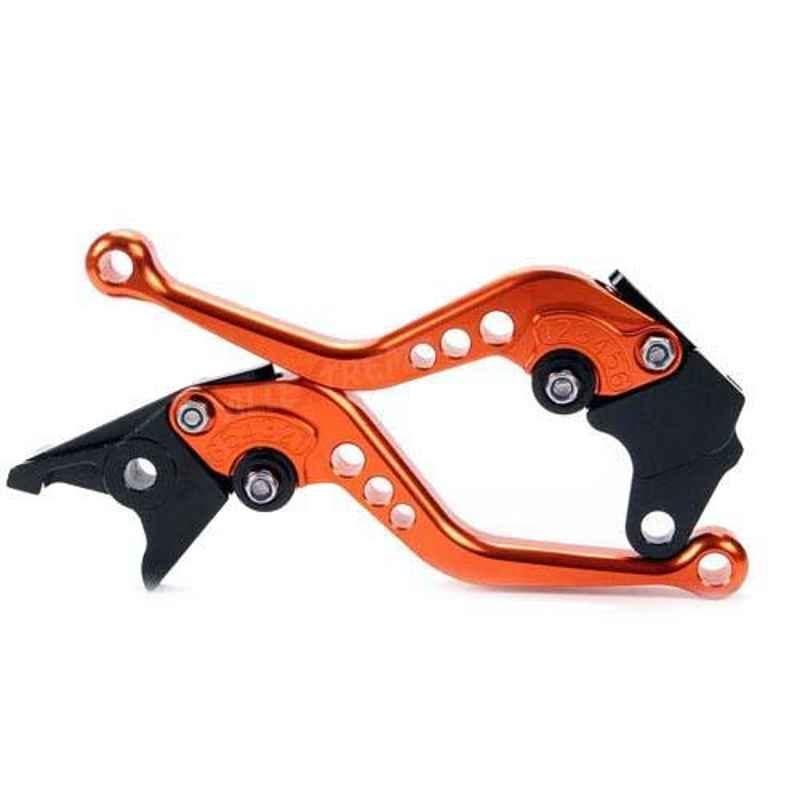 AllExtreme 2 Pcs Black & Orange Heavy Duty 6 Positions Adjustment Clutch & Brake Lever Set