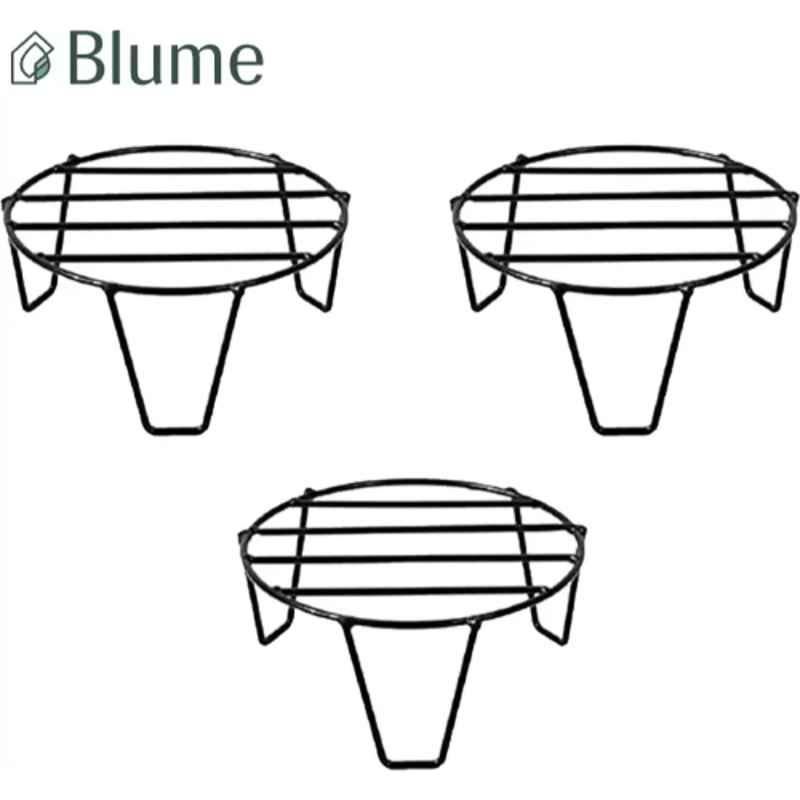 Blume PS-RND-TL-3 10 inch Metal Black Round Triangular Legs Plant Stand (Pack of 3)