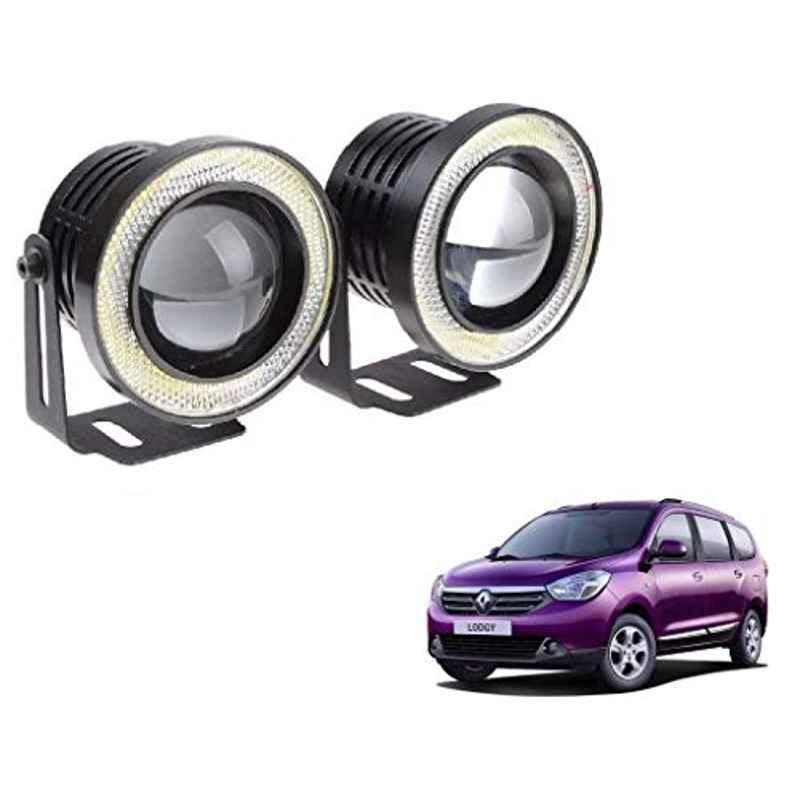 Kozdiko 2 Pcs 15W 3.5 inch High Power White LED Projector COB Fog Light Set with White Angel Eye Ring for Renault Lodgy, koz_72581