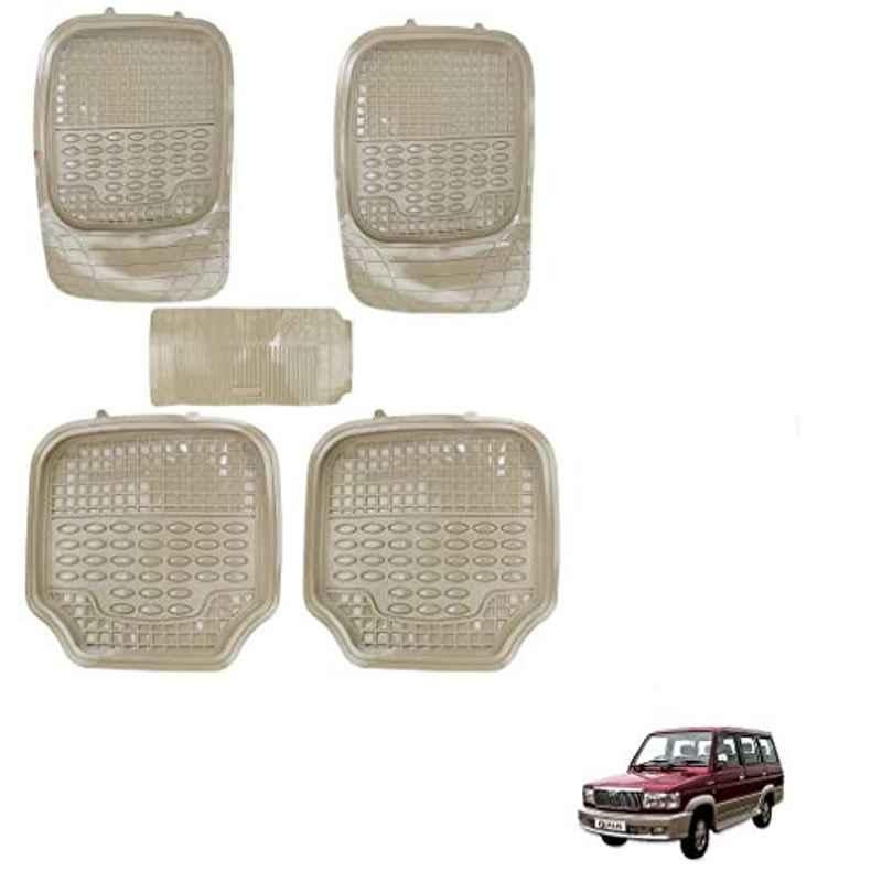 Kozdiko 5 Pcs 4G Beige Rubber & PVC Heavy Car Foot Mat Set for Toyota Qualis, koz_81108