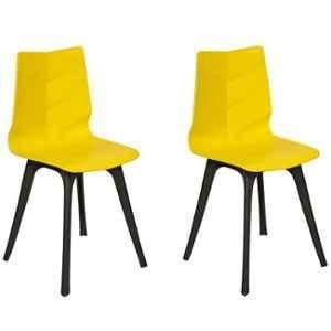 Regent Diamond Shell Plastic Black & Yellow Chair (Pack of 2)