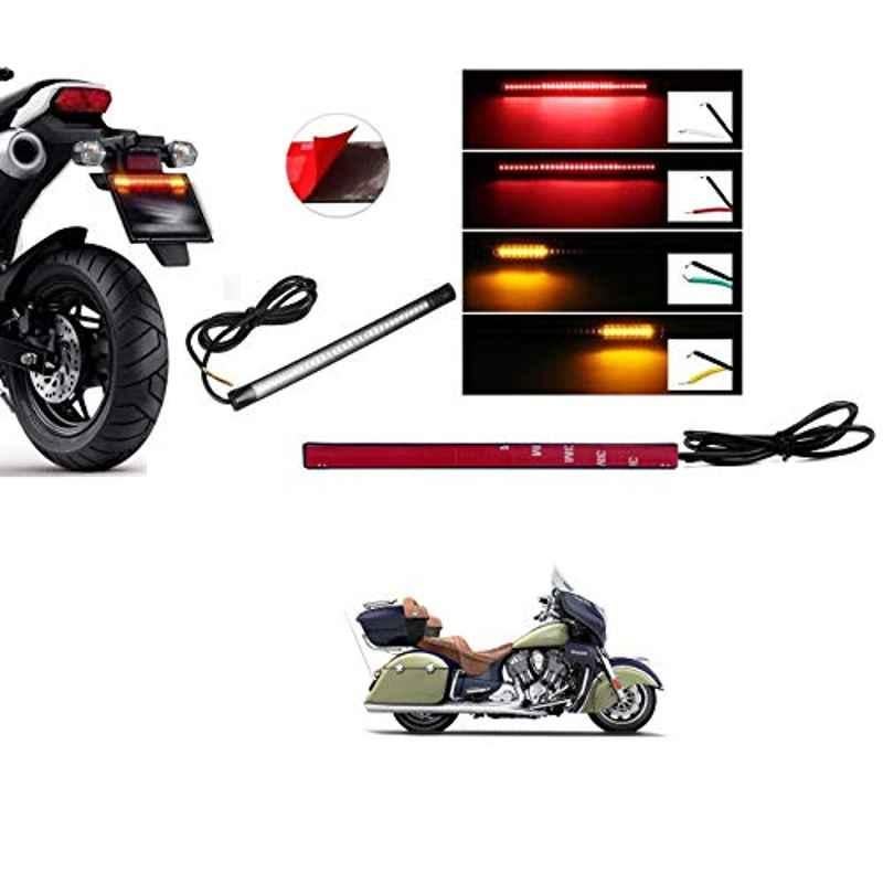 Kozdiko 48 SMD Bike Red Flexible LED Strip Tail Brake Light with Yellow Turn Indicator Light for Indian X Road Master