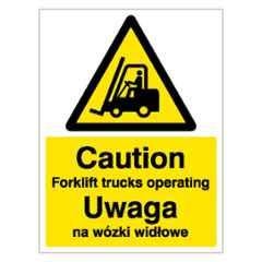 SUNSIGNS 900x457mm Vinyl Caution Forklift Trucks Operating Uwage na Wozki Widlowe Signage, SN0062VNLOTHPIXAW