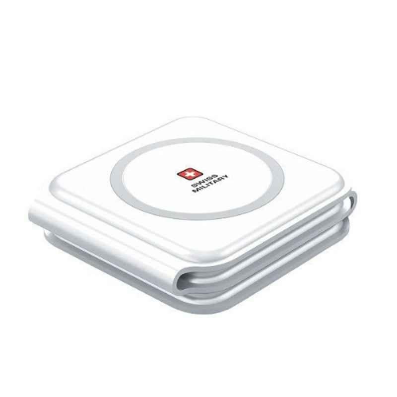 Swiss Military 15W 2-in-1 White MagSafe Portable Power Charging Pad, SM-WPAD-2IN1-20W-MC-MSAFE-WHI