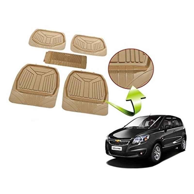 Kozdiko 5 Pcs Rubber Beige 3G Rubber Mat Set for Datsun Go