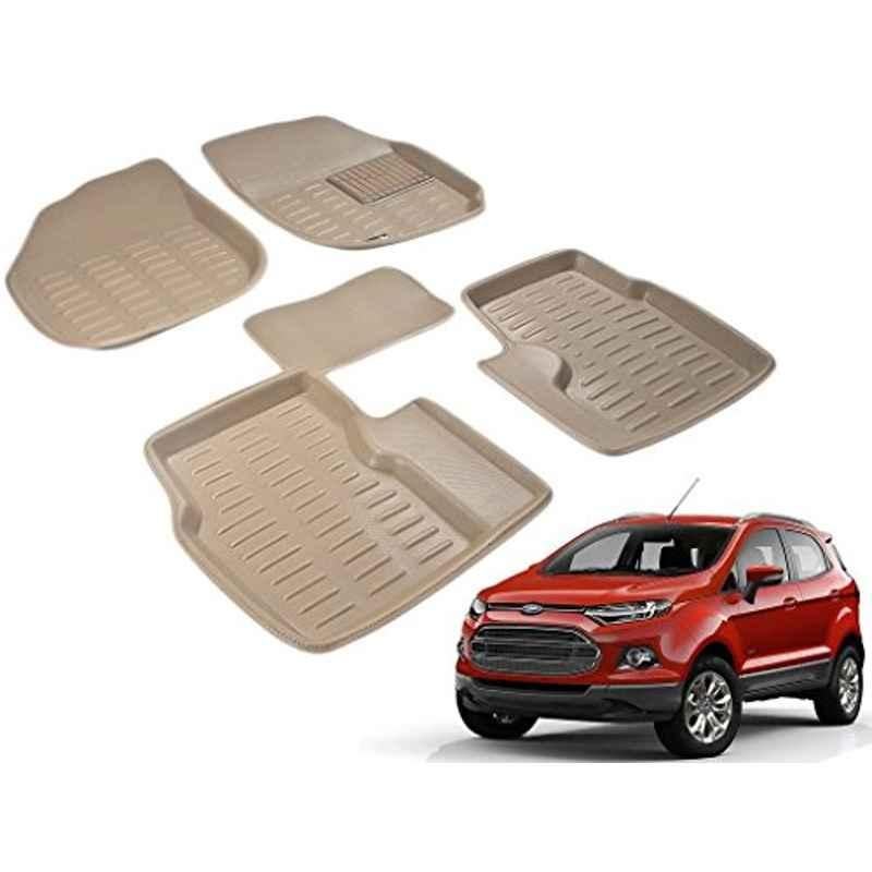 Kozdiko 5 Pcs 3D Beige Car Floor Mat Set for Ford Ecosport, koz_33453