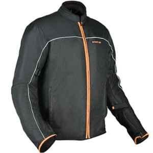 AllExtreme AVIANT Mesh Fabric Black & Orange Air Bike Riding Jacket with Armour Protector Elbows & Shoulders, Size: 2XL