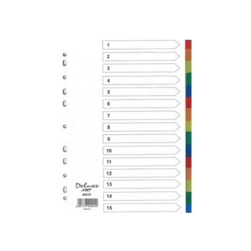 Deluxe 15 Tabs A4 Plastic Colored Divider