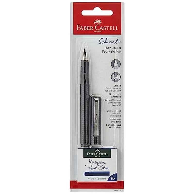 Faber-Castell Stainless Steel Blue Nib Fountain Pen with 6 Ink, 149809