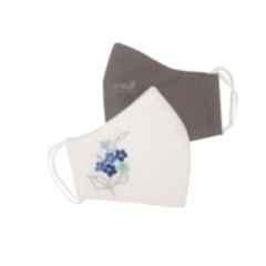 Ivillage 2 Pcs Large Cotton Off White & Grey Organic 3 Layer Face Mask Set, Mask07L_Set4 (Pack of 10)