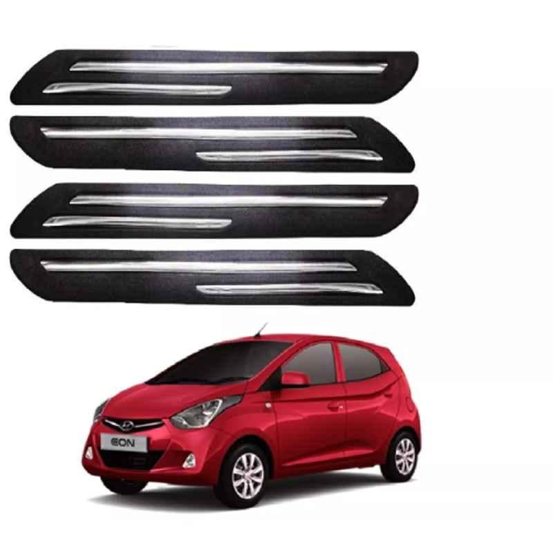 Sca Rubber Car Side Bumper Protector Guard with Double Chrome Strip for Hyundai Eon All Model Black Set Of 4, SCA-ZN8GQU
