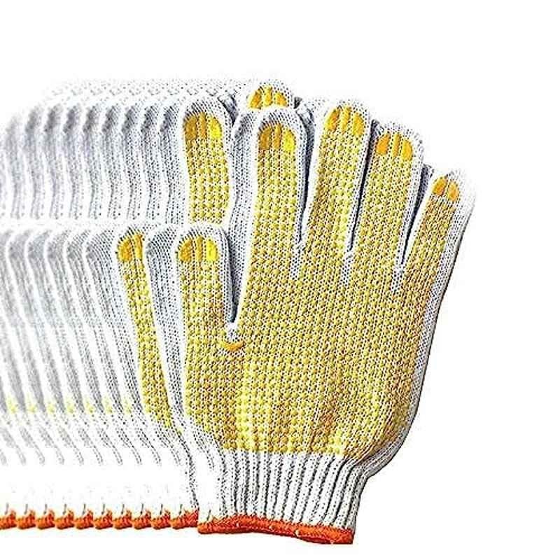 Gaocheng 22x8cm Nylon Yellow Gardening Gloves, Size: Medium (Pack of 6)