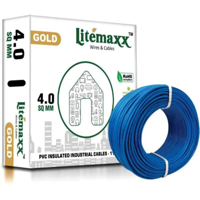 Litemaxx Gold 4 Sqmm PVC Blue Housing Wire, Length: 90m