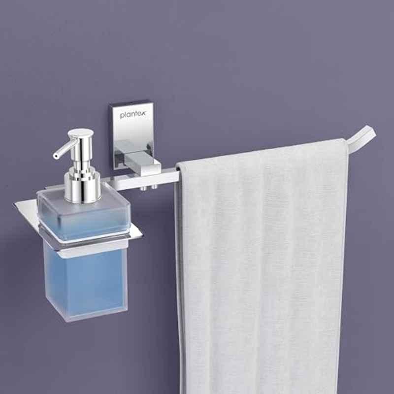 Plantex 304 Grade Stainless Steel Liquid Soap Dispenser/Shampoo Dispenser/Napkin Ring/Towel Holder for Bathroom/Bathroom Accessories Crystal (1420-Chrome)