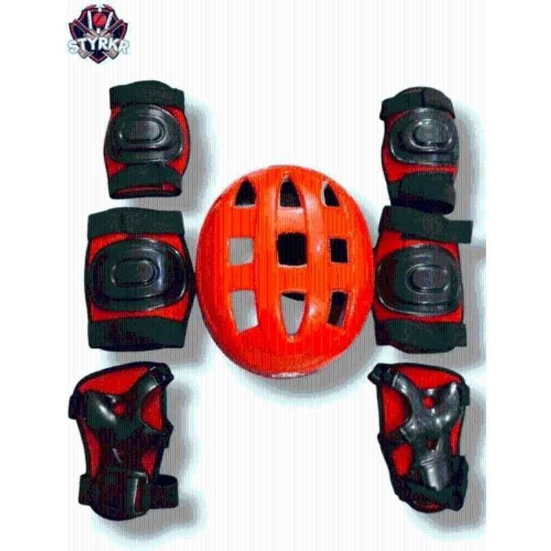 STYRKR Plastic & EVA Foam Red protective Skating/Cycling Guard Kit | Multi Sport Gear for Kids 174 Skating Kit