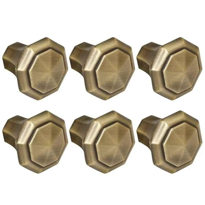 Plantex Knobs for Drawer/Octagon Shape Drawer Knobs/Knobs for Cabinets/Pull-Push Knobs for Kitchen/Bedroom Drawer (Pack of 6) DTK-302, Antique Brass