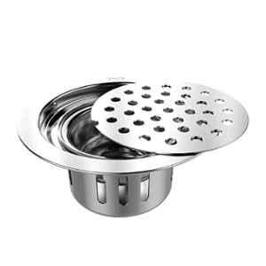 Biut 5x5 inch Stainless Steel Glossy Finish Silver Round Anti Cockroach Drain Jali with 1 Pc Trap, AL-83