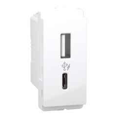 Schneider Electric Livia 1 Module A+C Type USB Charger, P7003_N