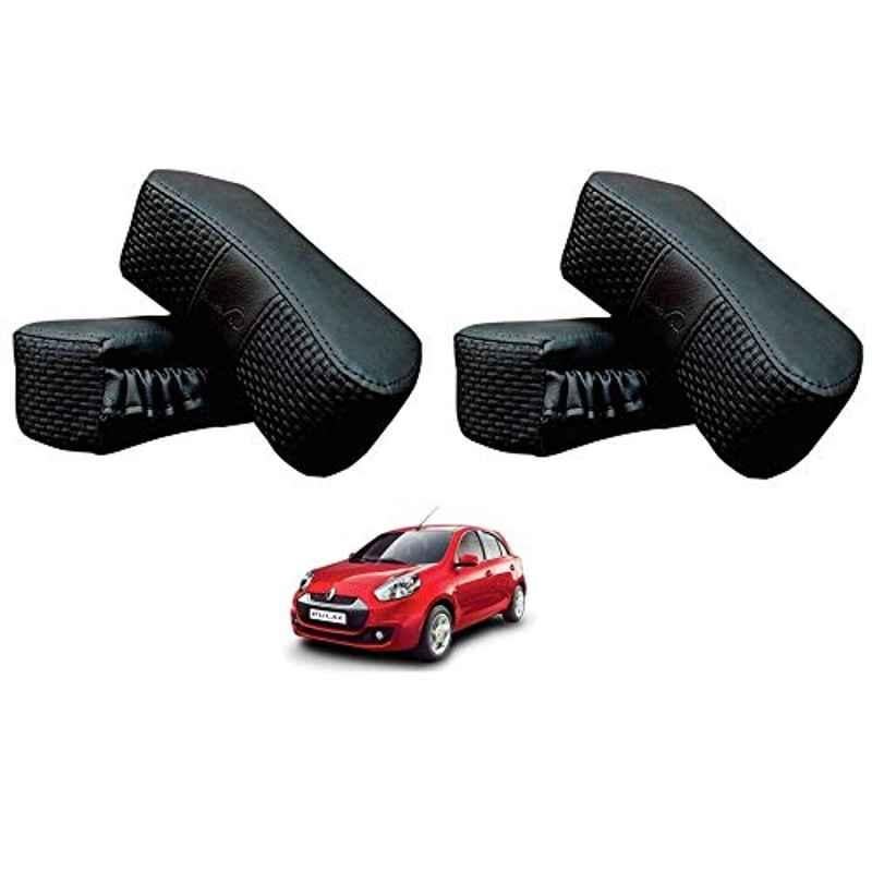 Kozdiko 4 Pcs CV Designer Black Leatherite Neck Rest Car Cushion Pillow Set for Renault Pulse