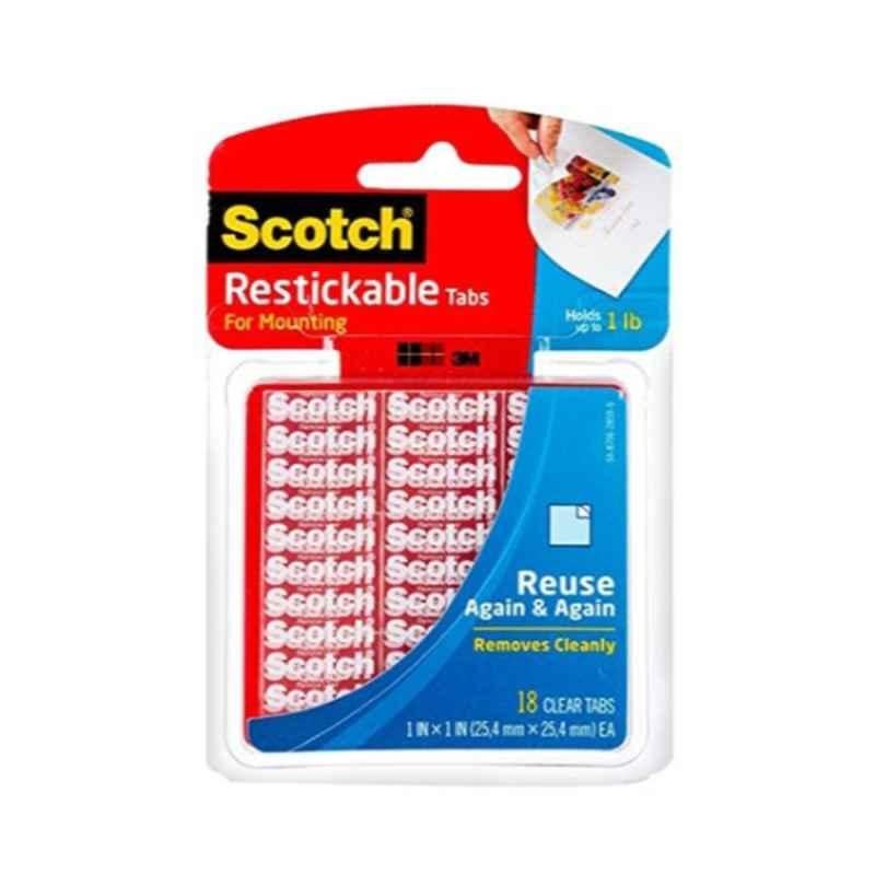 Scotch Clear Restickable Tab, R100 (Pack of 18)